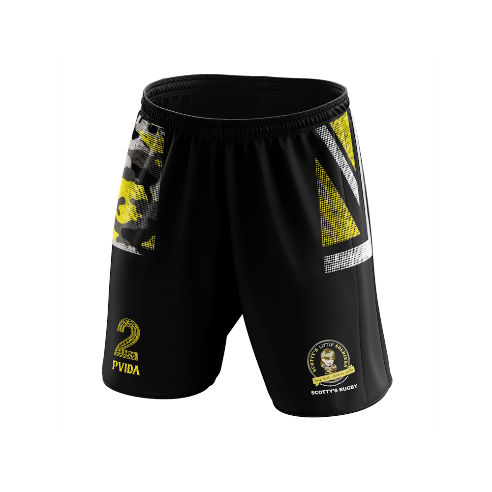 Scotty’s Little Soldiers - Black Rugby Training Shorts - 4 Way Stretch - Kids