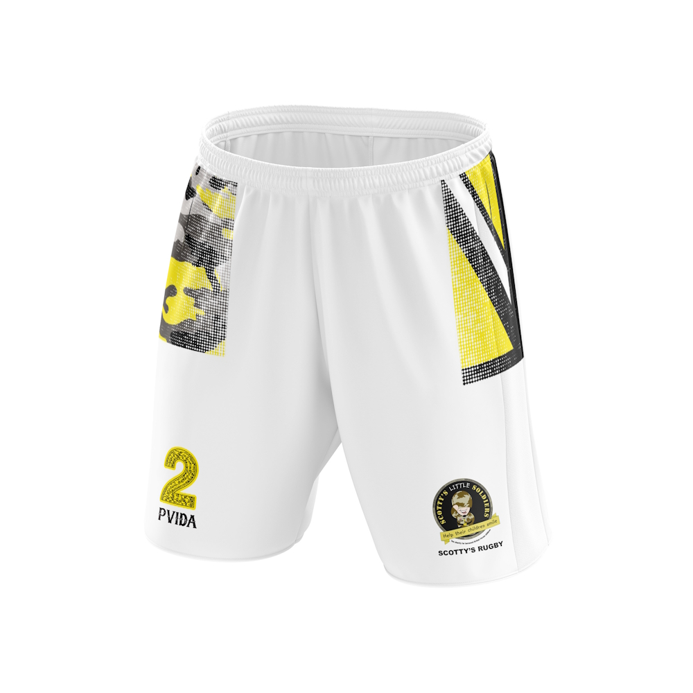 Scotty’s Little Soldiers - White Rugby Training Shorts - 4 Way Stretch - Kids