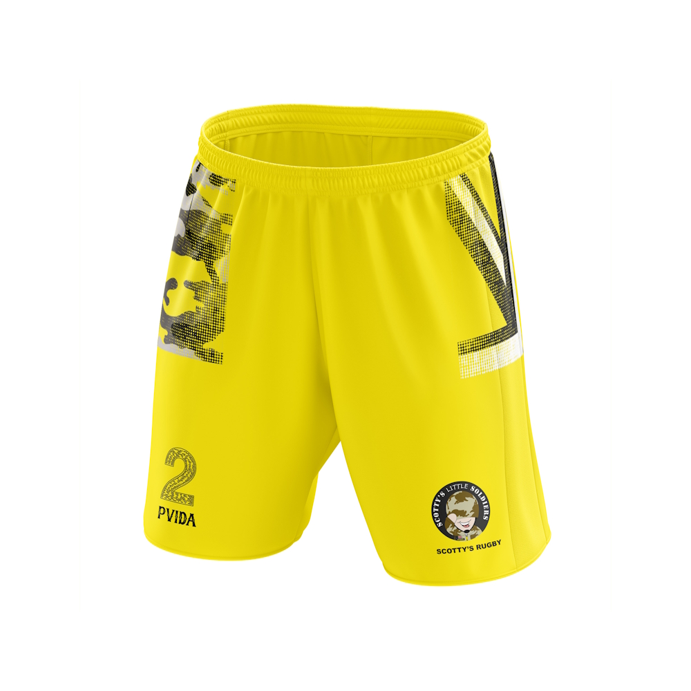 Scotty’s Little Soldiers - Yellow Rugby Training Shorts - 4 Way Stretch - Kids