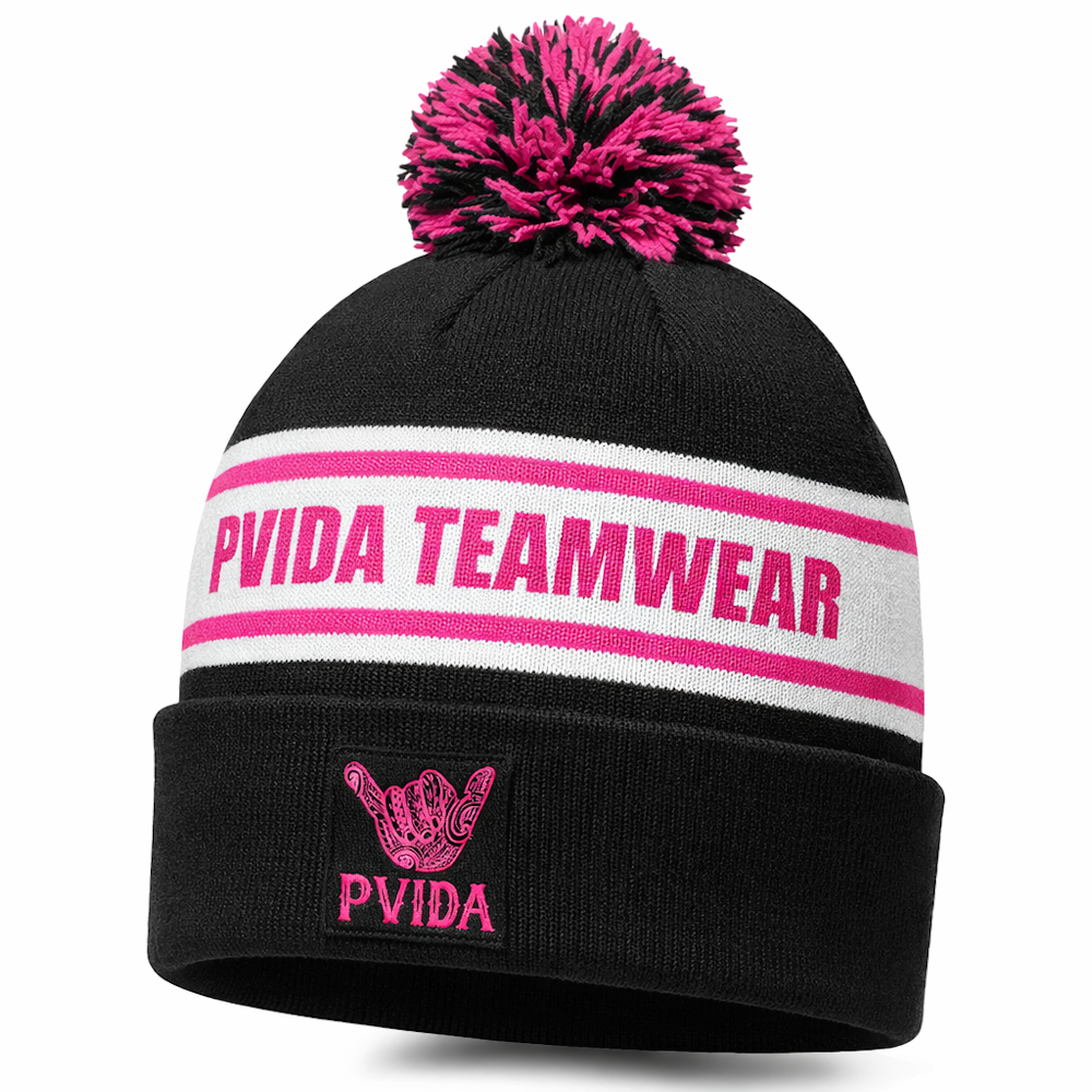 PVIDA Teamwear Bobble Hat - Black and Pink