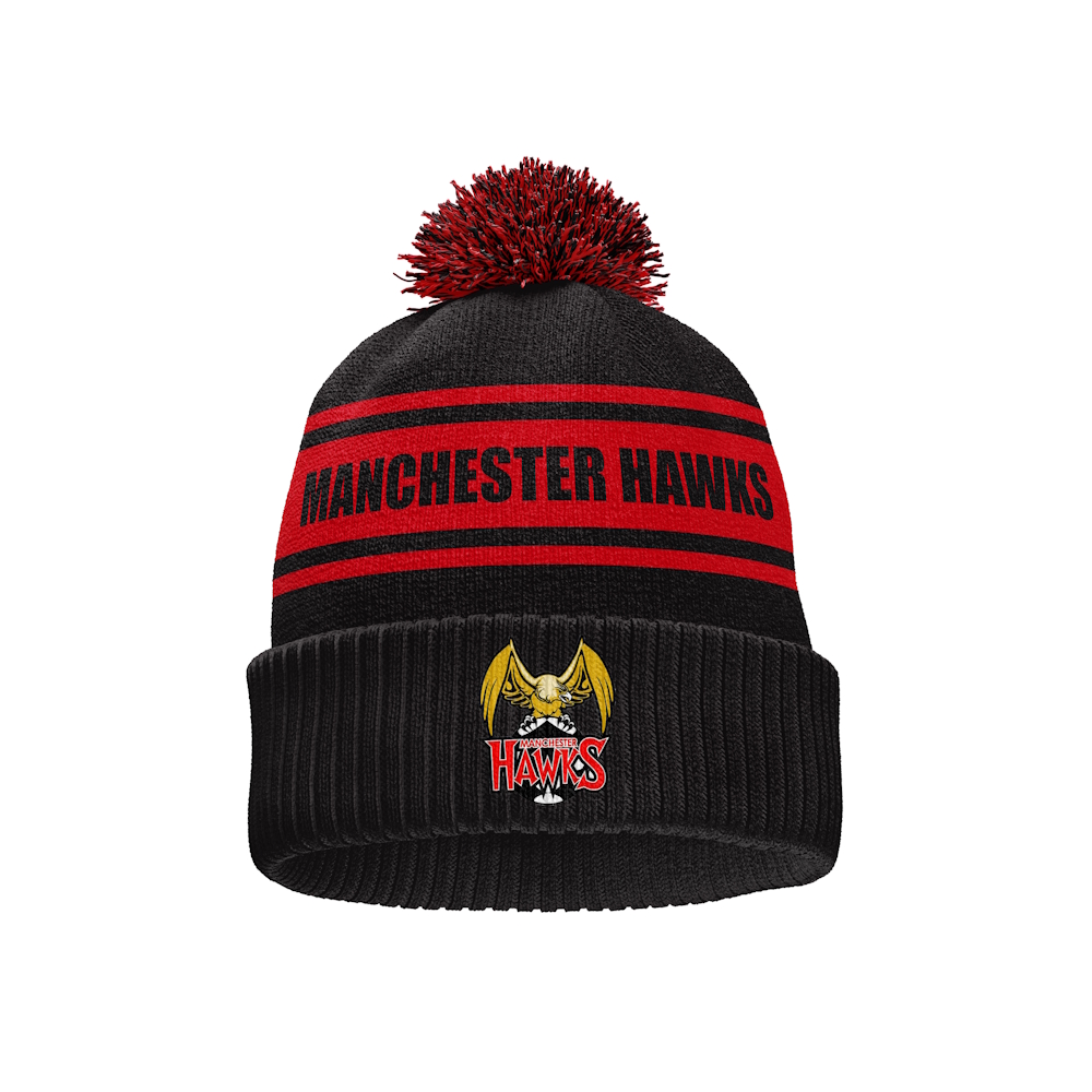 Manchester Hawks - Bobble Hat- Black & Red